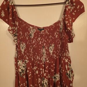 Torrid Red Floral Smocked Dress